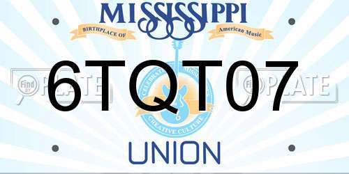 6TQT07 Mississippi License Plate