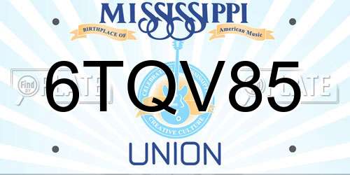 6TQV85 Mississippi License Plate