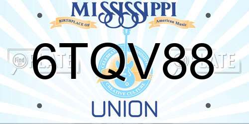 6TQV88 Mississippi License Plate
