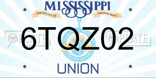 6TQZ02 Mississippi License Plate