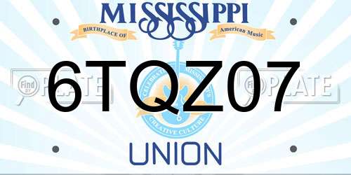 6TQZ07 Mississippi License Plate
