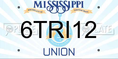 6TRI12 Mississippi License Plate