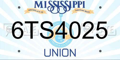 6TS4025 Mississippi License Plate