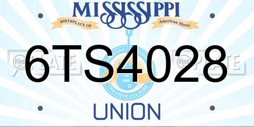 6TS4028 Mississippi License Plate
