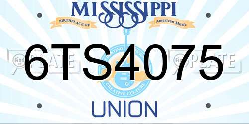 6TS4075 Mississippi License Plate