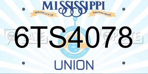 6TS4078 Mississippi License Plate