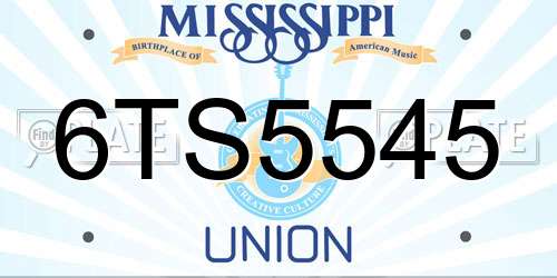 6TS5545 Mississippi License Plate
