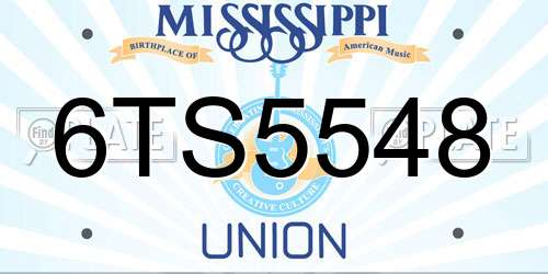 6TS5548 Mississippi License Plate