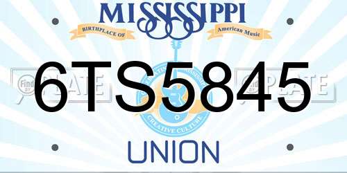 6TS5845 Mississippi License Plate