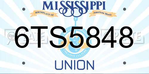 6TS5848 Mississippi License Plate
