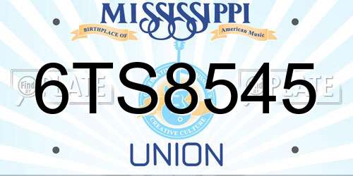 6TS8545 Mississippi License Plate