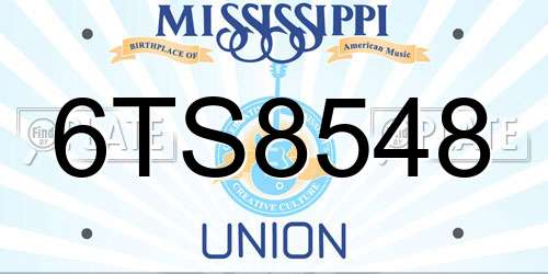 6TS8548 Mississippi License Plate