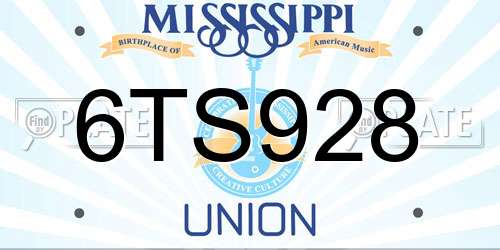 6TS928 Mississippi License Plate