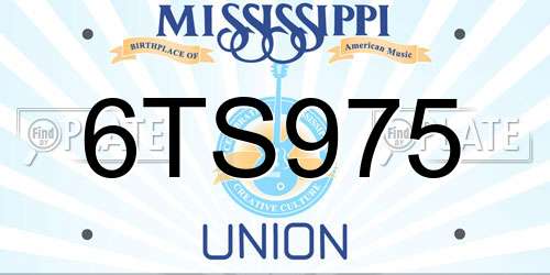 6TS975 Mississippi License Plate