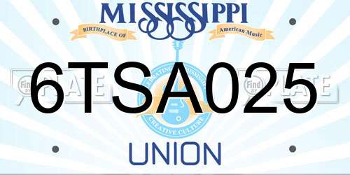 6TSA025 Mississippi License Plate