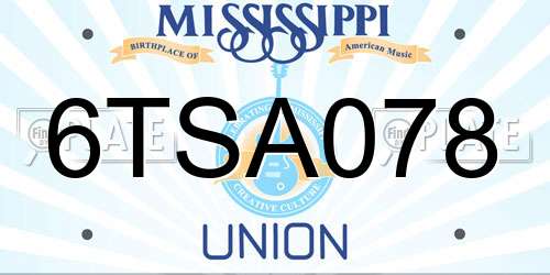 6TSA078 Mississippi License Plate