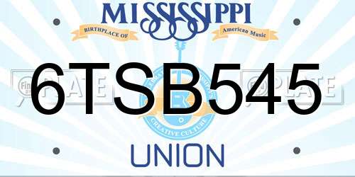 6TSB545 Mississippi License Plate