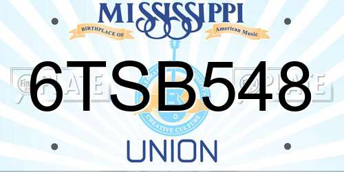 6TSB548 Mississippi License Plate