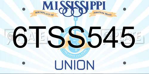 6TSS545 Mississippi License Plate