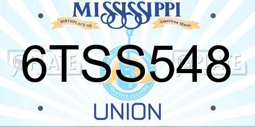 6TSS548 Mississippi License Plate