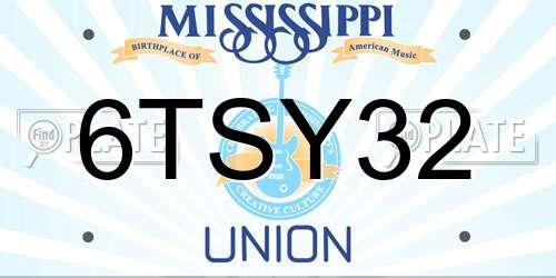 6TSY32 Mississippi License Plate