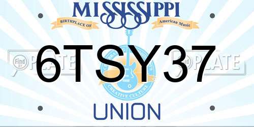 6TSY37 Mississippi License Plate