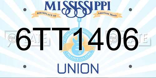 6TT1406 Mississippi License Plate