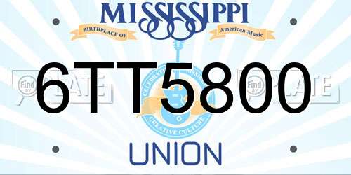 6TT5800 Mississippi License Plate