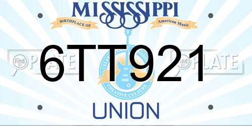 6TT921 Mississippi License Plate