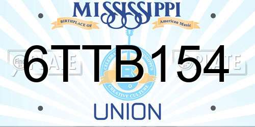 6TTB154 Mississippi License Plate