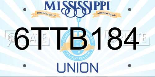 6TTB184 Mississippi License Plate