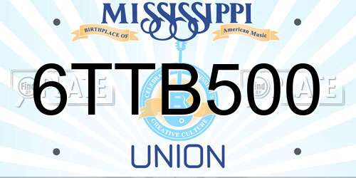 6TTB500 Mississippi License Plate