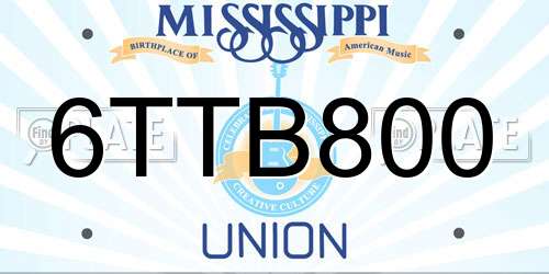 6TTB800 Mississippi License Plate