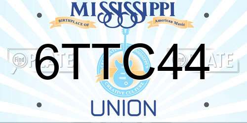 6TTC44 Mississippi License Plate
