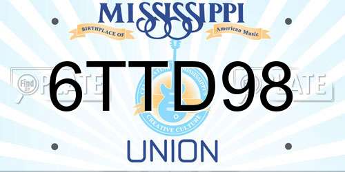 6TTD98 Mississippi License Plate