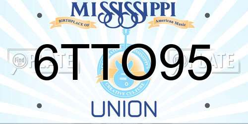 6TTO95 Mississippi License Plate