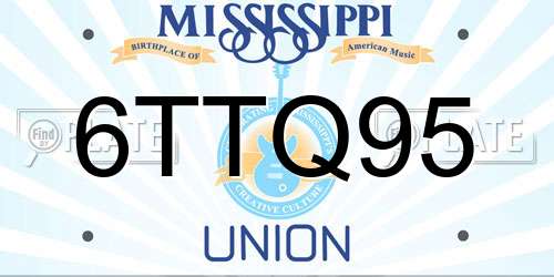 6TTQ95 Mississippi License Plate