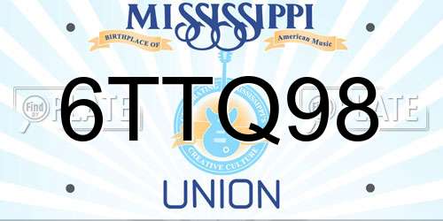 6TTQ98 Mississippi License Plate