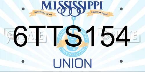 6TTS154 Mississippi License Plate