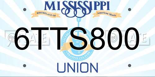 6TTS800 Mississippi License Plate