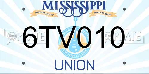 6TV010 Mississippi License Plate