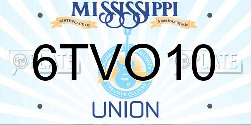 6TVO10 Mississippi License Plate