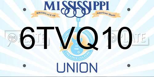 6TVQ10 Mississippi License Plate