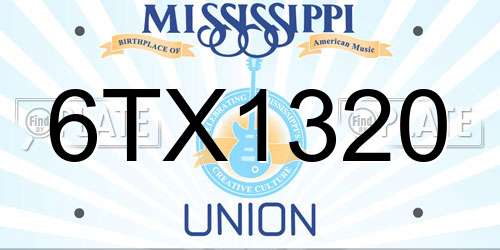 6TX1320 Mississippi License Plate