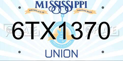 6TX1370 Mississippi License Plate