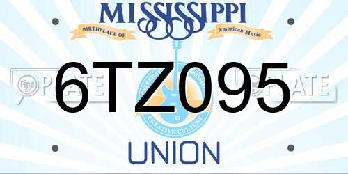 6TZ095 Mississippi License Plate
