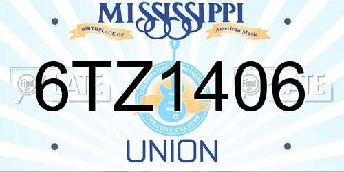 6TZ1406 Mississippi License Plate