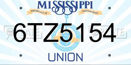 6TZ5154 Mississippi License Plate