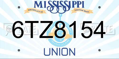6TZ8154 Mississippi License Plate