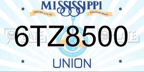 6TZ8500 Mississippi License Plate